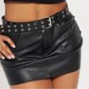 Black Mini Skirt with Belt